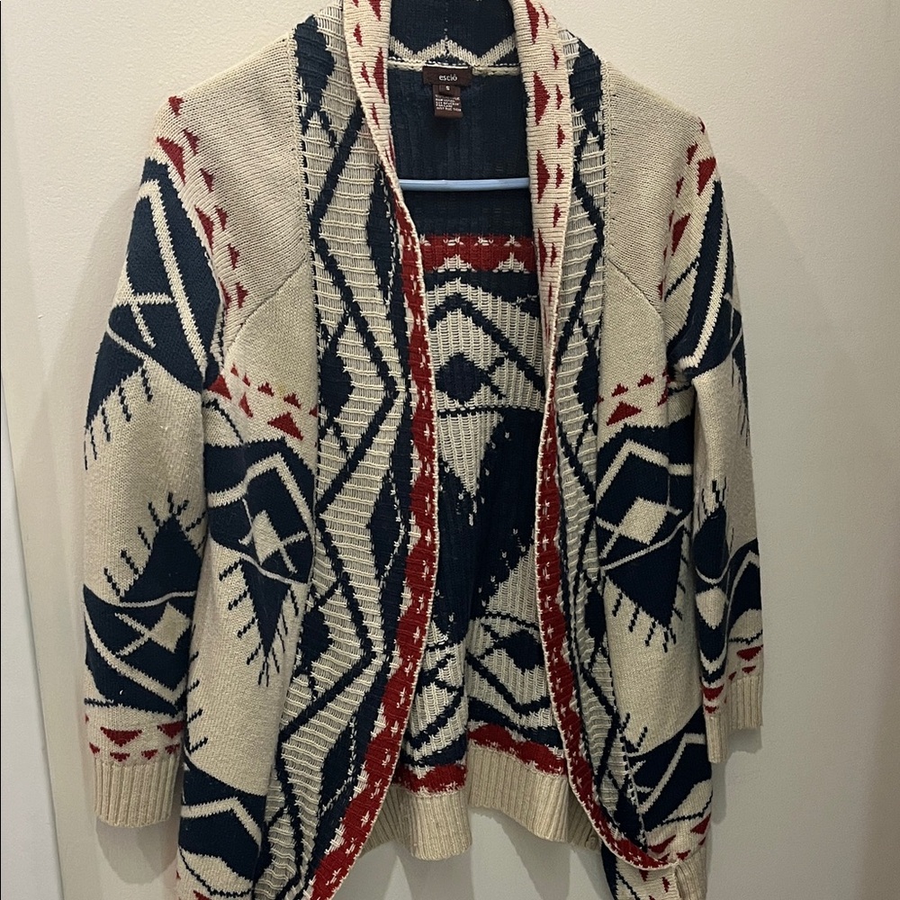 Chic Geometric Patterned Cardigan - image 2